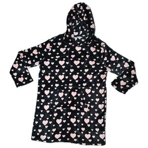 Wildfox Black Pink Heart Plush Hooded Lounge Dress‎ S/M (X)